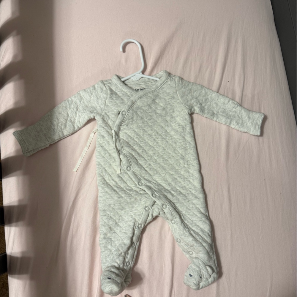 NWOT Quilted Gray Baby Footie Pajama